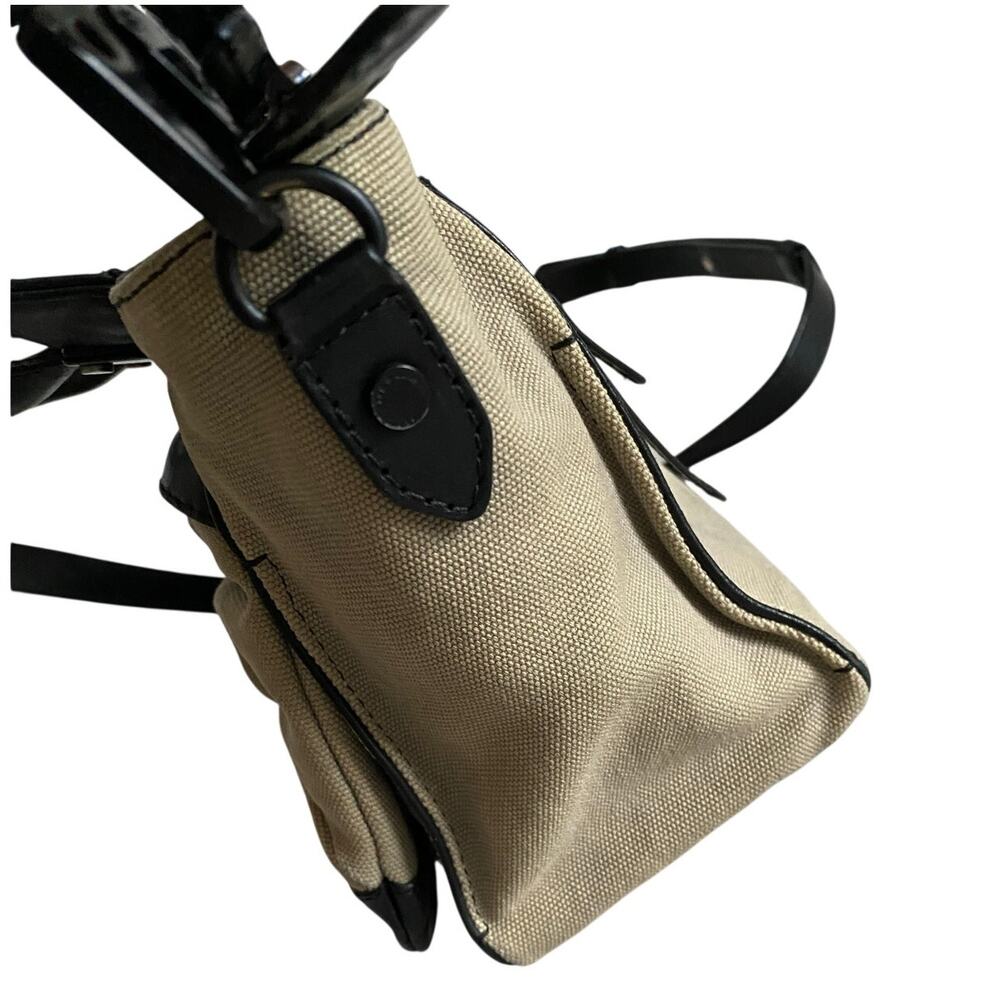 rag & bone Women’s Khaki Canvas Black Leather Small Pilot Satchel Crossbody Bag - Picture 6 of 15